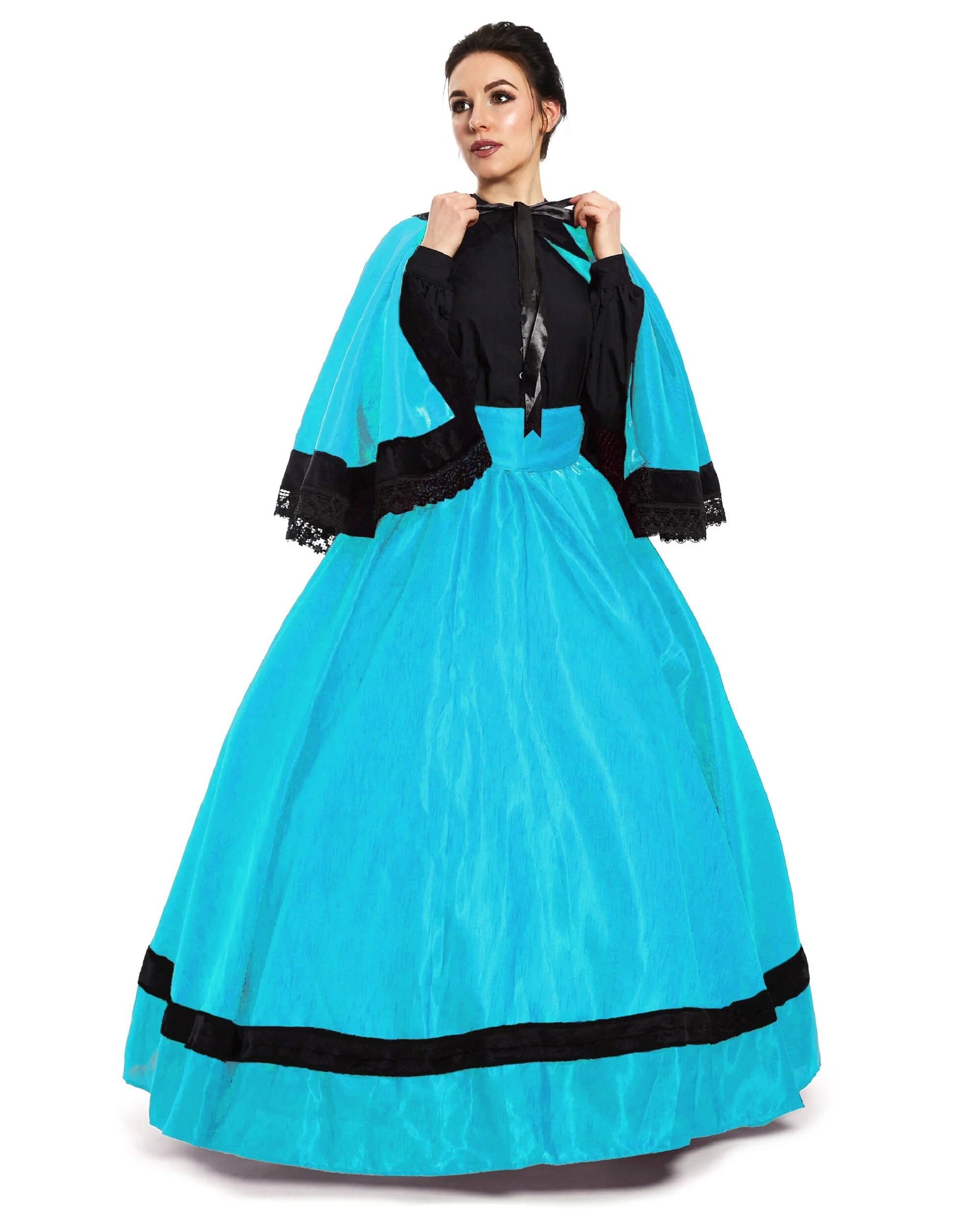 Civil War - Historical Reenactment - Dickens - Victorian Women Costume - Fantasy Cosplay Organza Skirt Cape & Sash - Reminisce Brand - Image 4