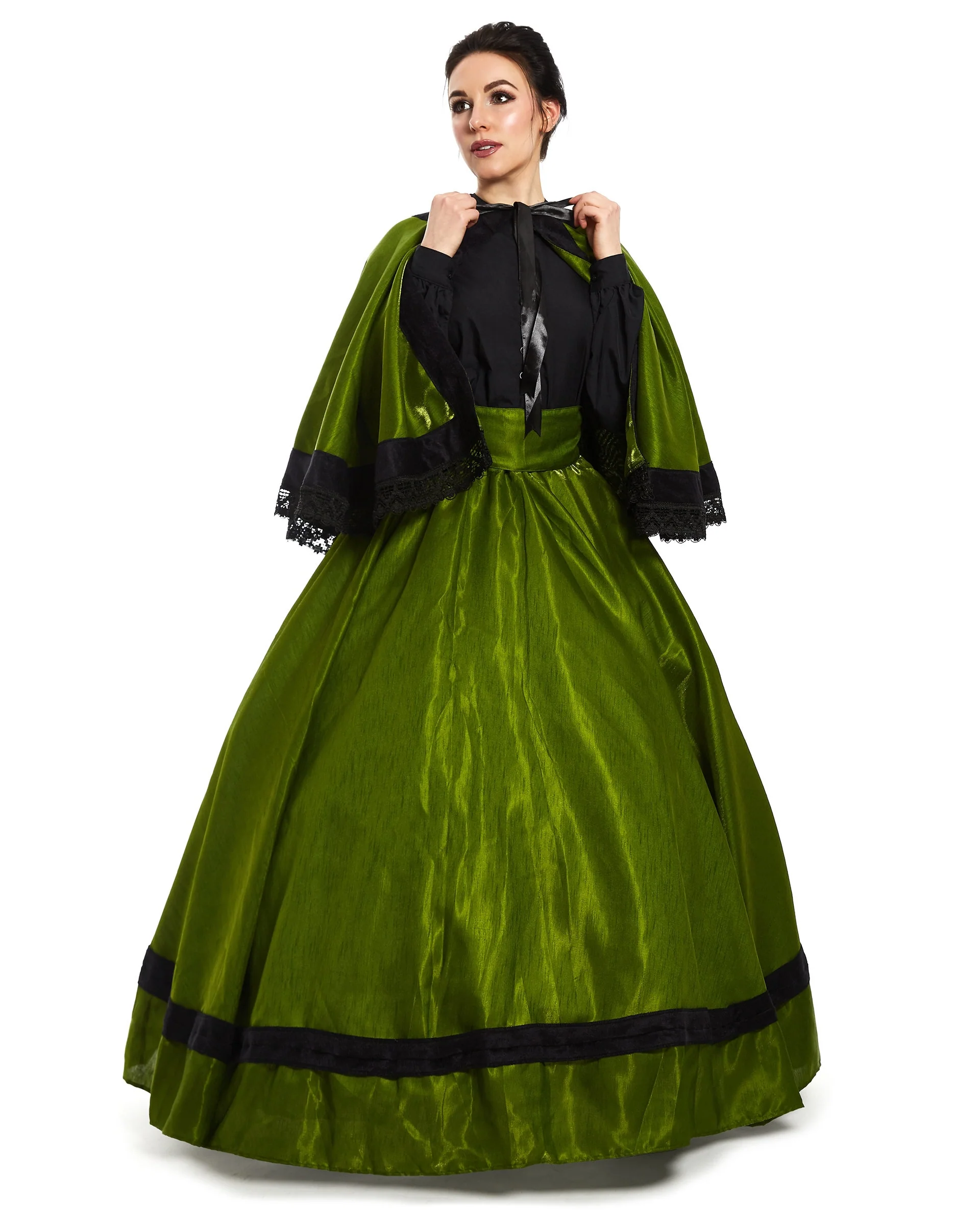 Civil War - Historical Reenactment - Dickens - Victorian Women Costume - Fantasy Cosplay Organza Skirt Cape & Sash - Reminisce Brand - Image 5