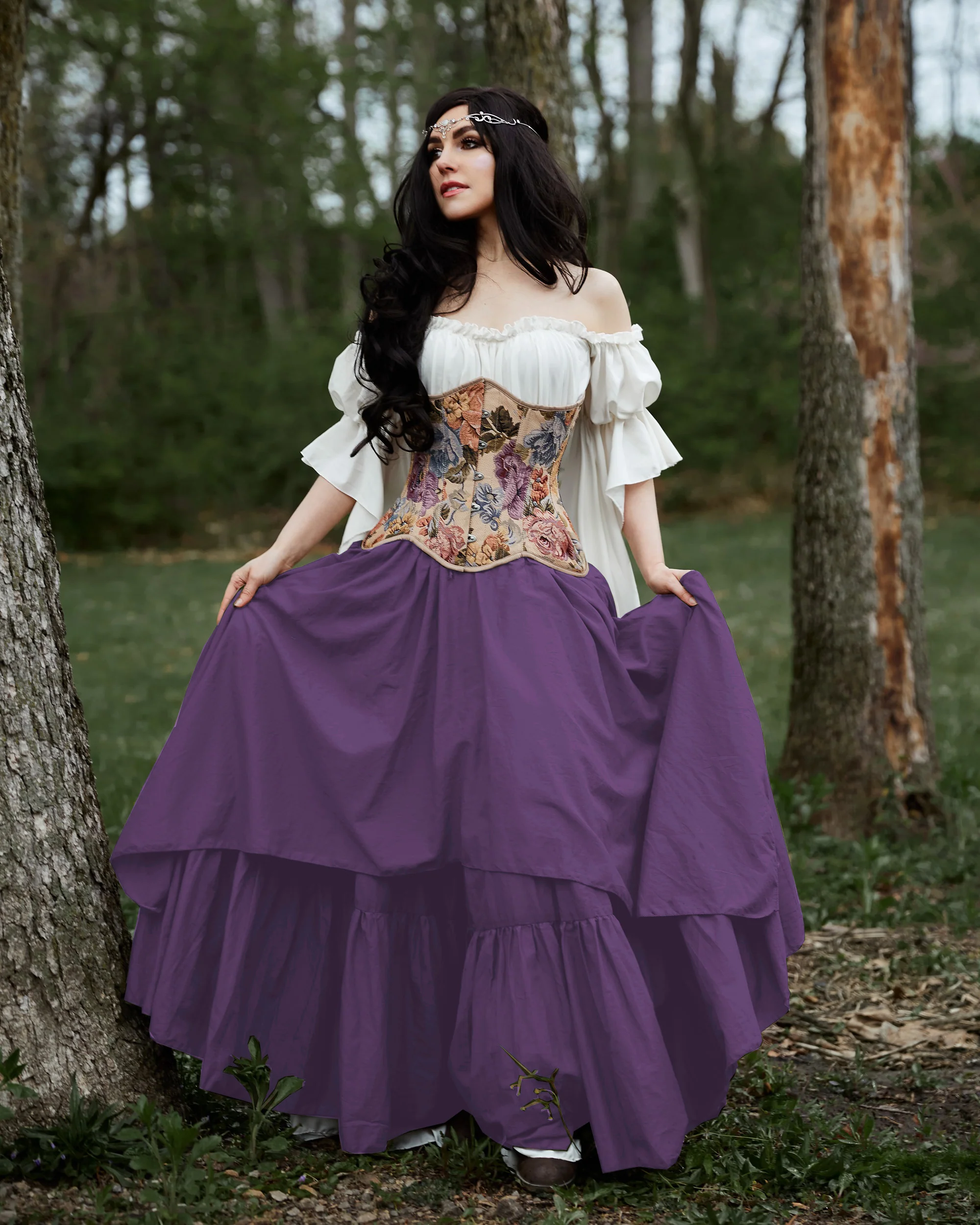 Women’s Renaissance Corset Costume - Ren Faire - Medieval Fantasy Cosplay - 3 Piece Dress & Corset - The Forest Fairy Reminisce Brand - Image 5