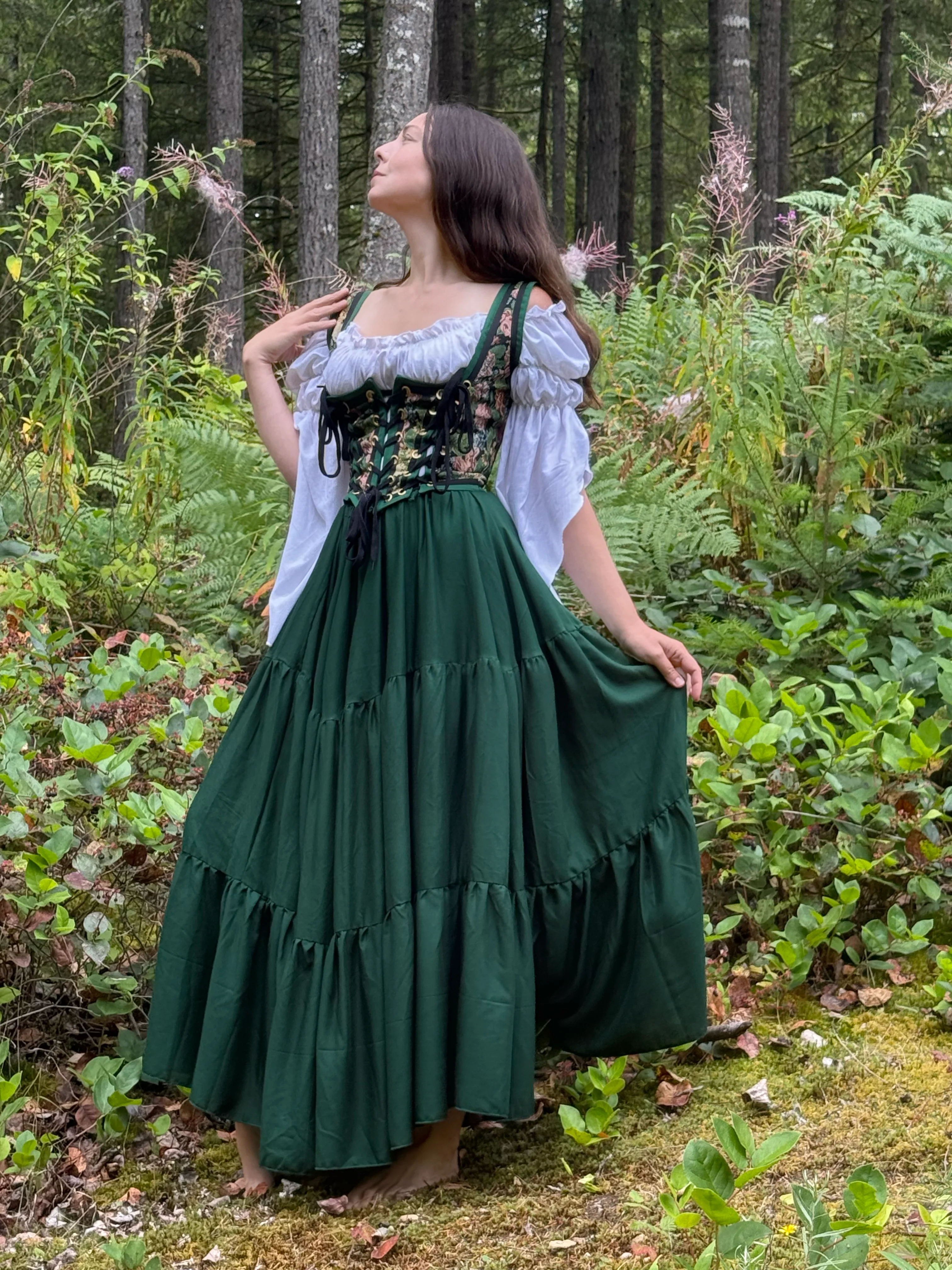 The Marguerite - Tapestry Bodice Corset Dress Set ~ Women Fantasy Medieval Cosplay 100% Cotton Costume -