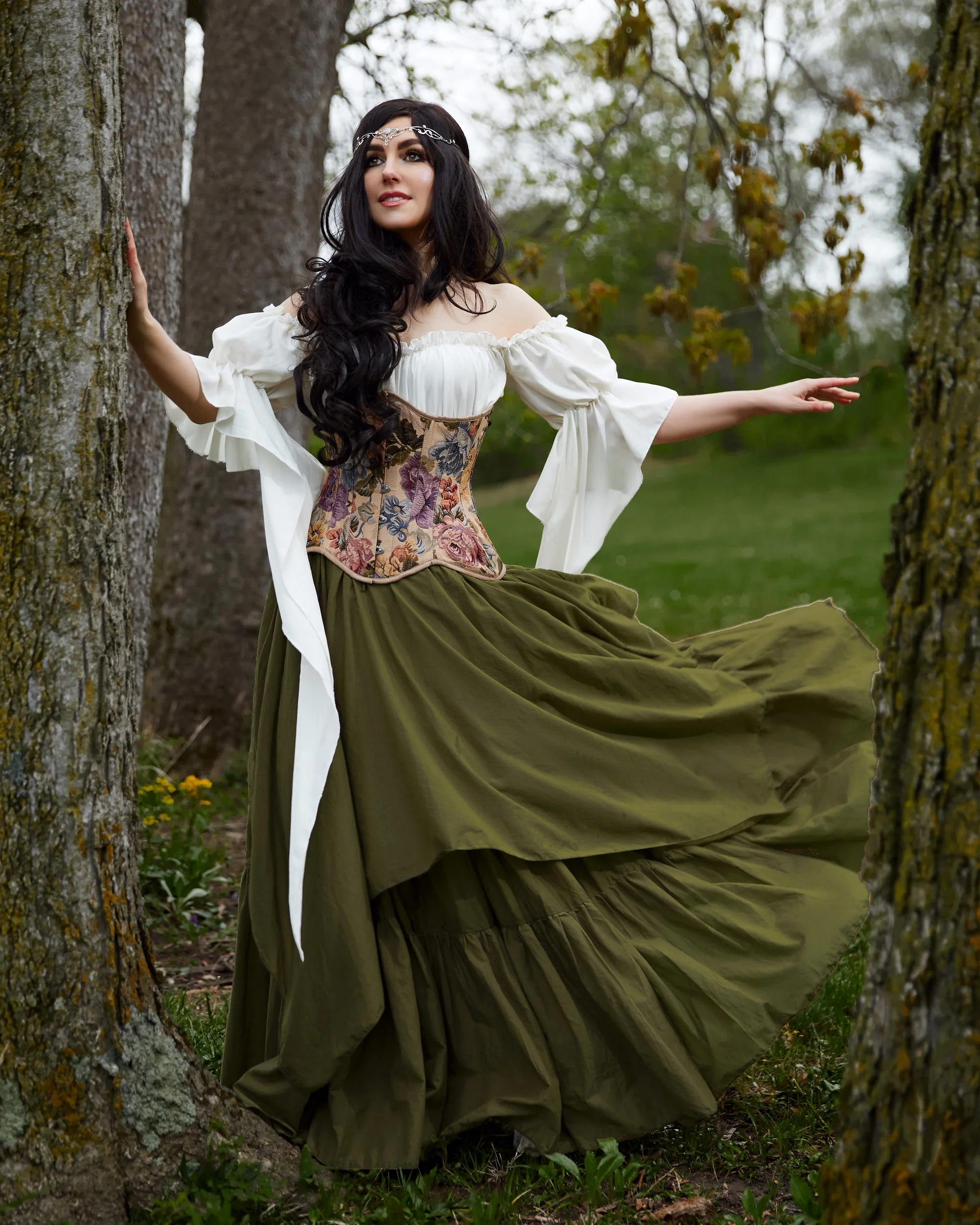 Women Renaissance Olive 2 Skirts Set - Ren Fair Medieval Fantasy Cosplay - Drawstring Waist- The Forest Fairy Reminisce Brand - Image 4