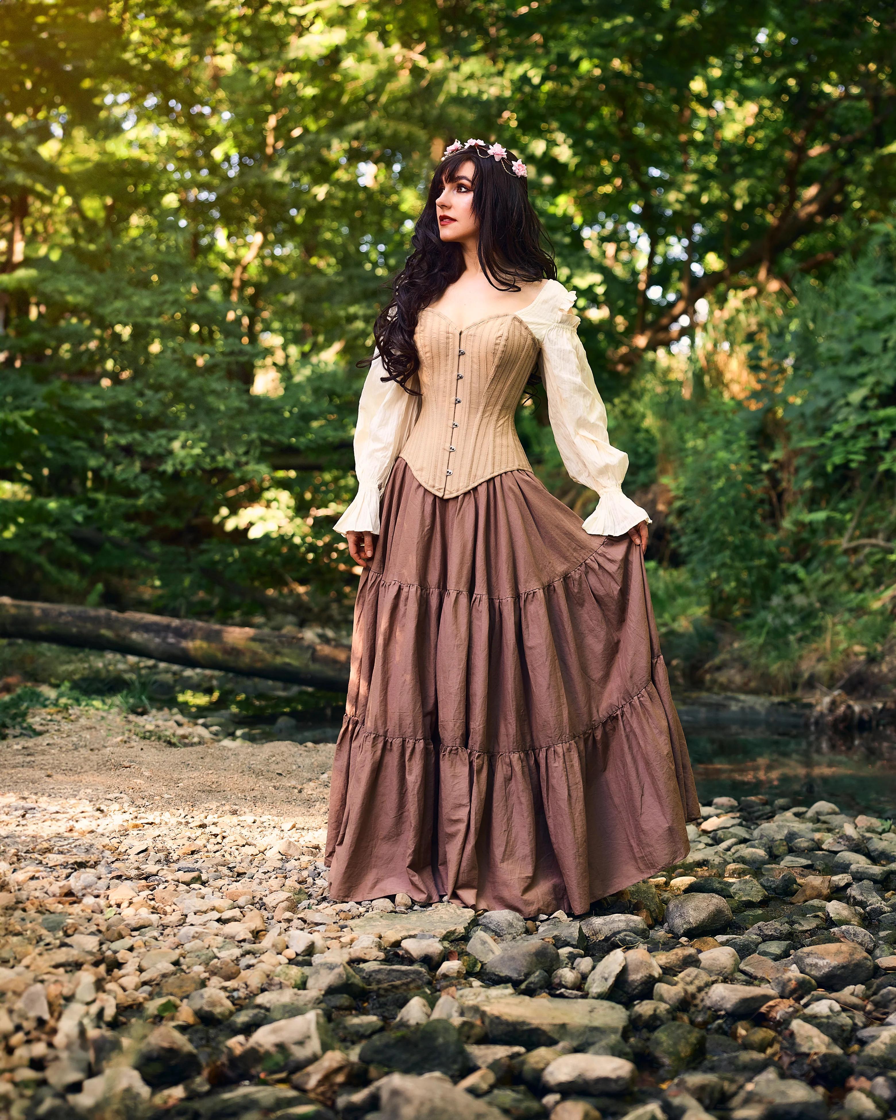 Women’s Renaissance Fair Stays Corset Costume in Brown - Ren Faire - Medieval Fantasy Cosplay - 2 Piece Skirt & Corset - The Diana - - Image 2