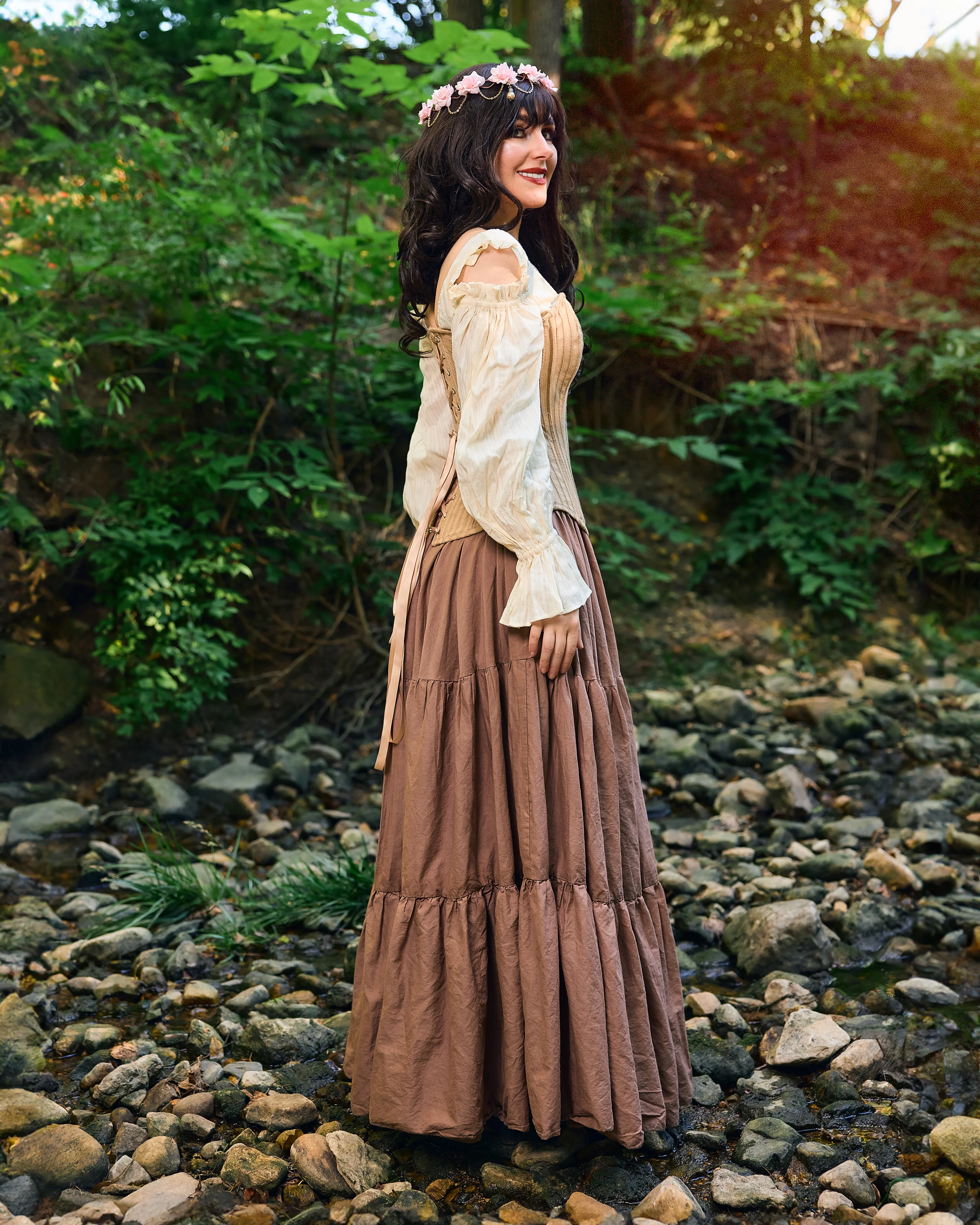 Women’s Renaissance Fair Stays Corset Costume in Brown - Ren Faire - Medieval Fantasy Cosplay - 2 Piece Skirt & Corset - The Diana - - Image 6